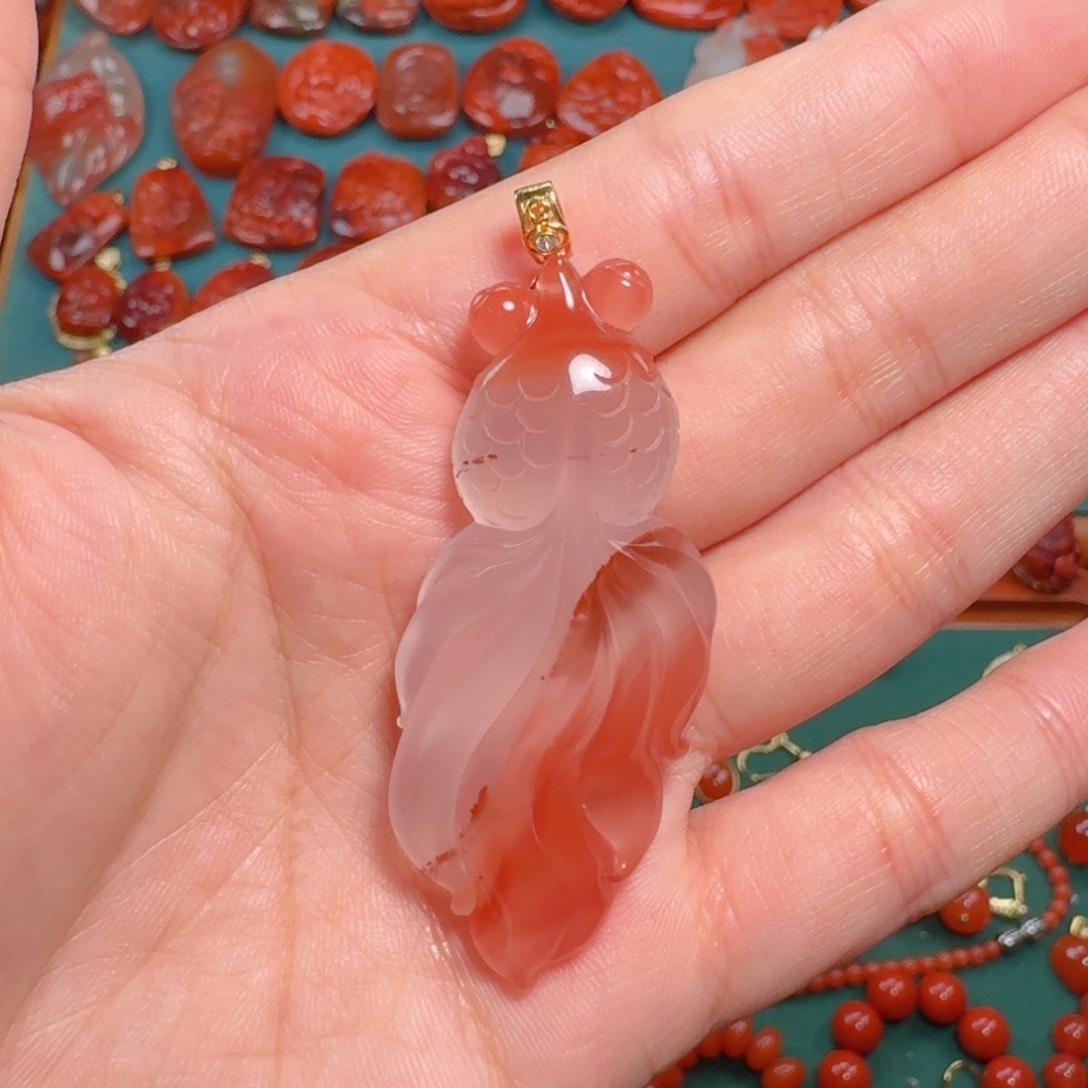 南红玛瑙南红18K金镶嵌