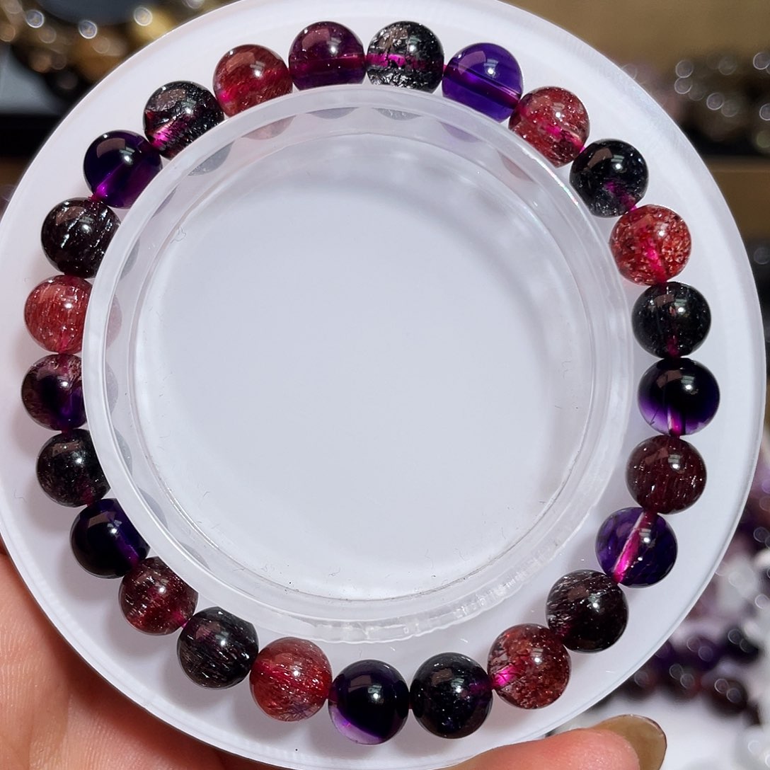 水晶手链未镶嵌黑加仑顶级8