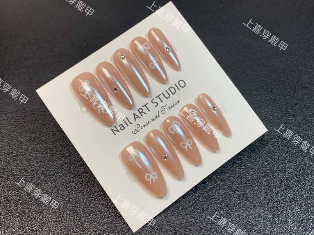 【拾花季】纯欲  极光粉 纯手工穿戴甲