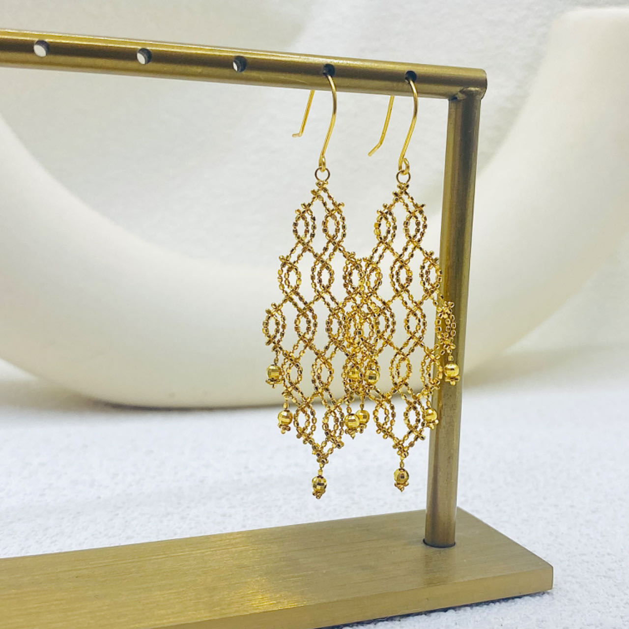 繁花｜18k金手工编织金繁花似锦耳饰 *Au750#6200长款时尚