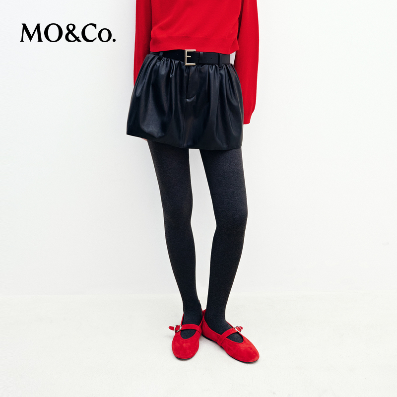 MOCO半身裙2026春新品PU皮短裙皮裙短款附安全裤防走光MBF1SKTT13
