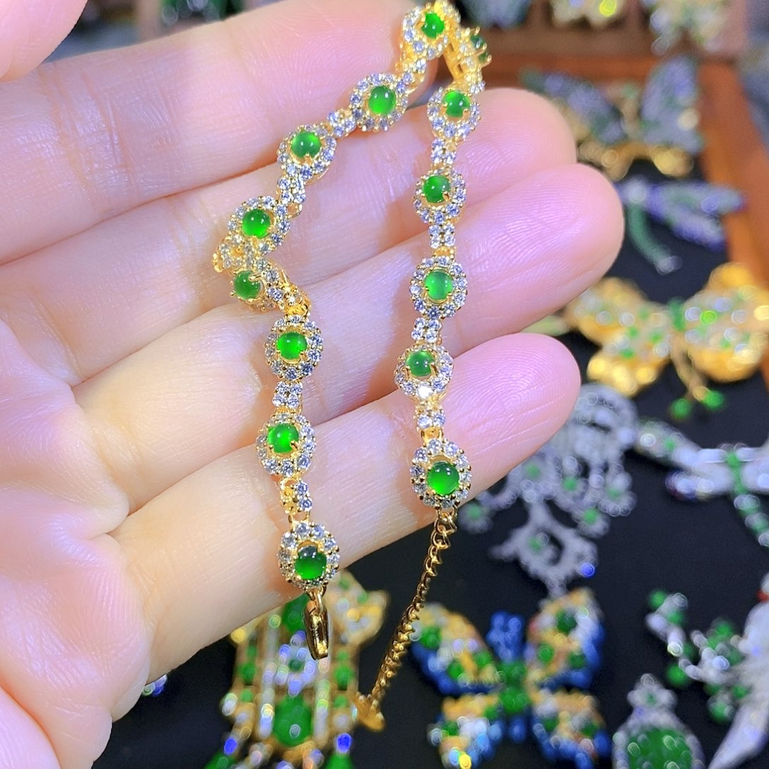 吊坠(不含链)银S925镶嵌翡翠