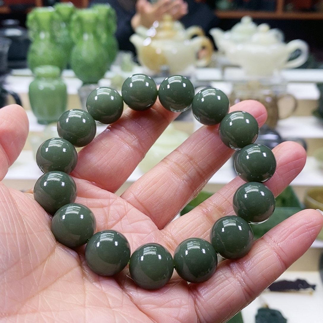 和田玉手串未镶嵌卡15