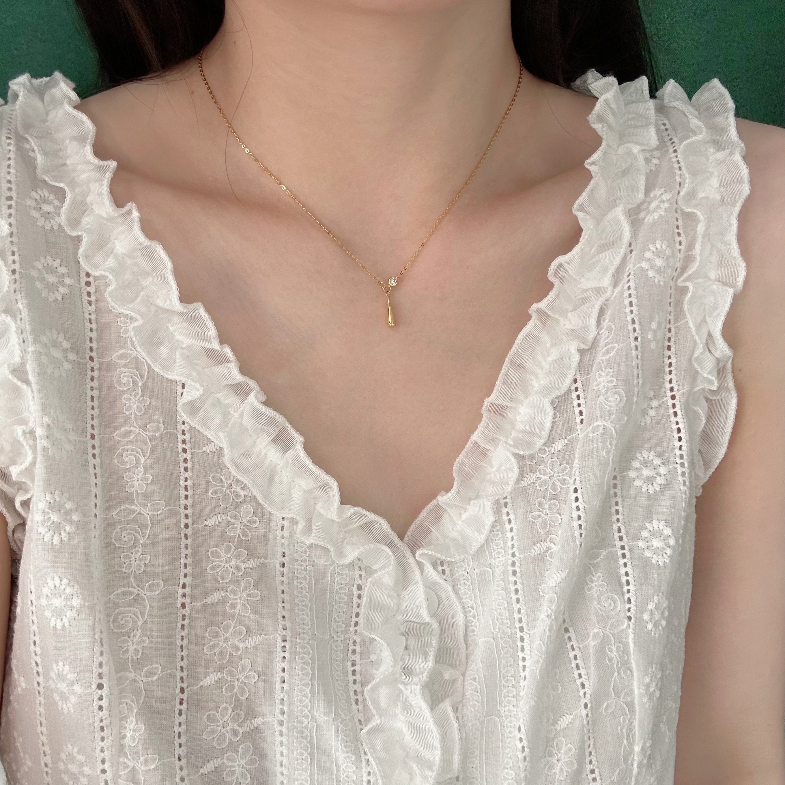 钛钢项链 8747微镶小水滴夏季简约精致轻奢小众温柔锁骨链不掉色