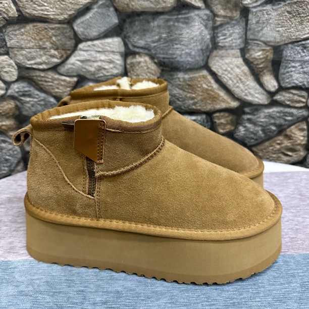 福利款厚底雪地靴女士栗色经典百搭显瘦个性户外保暖休闲