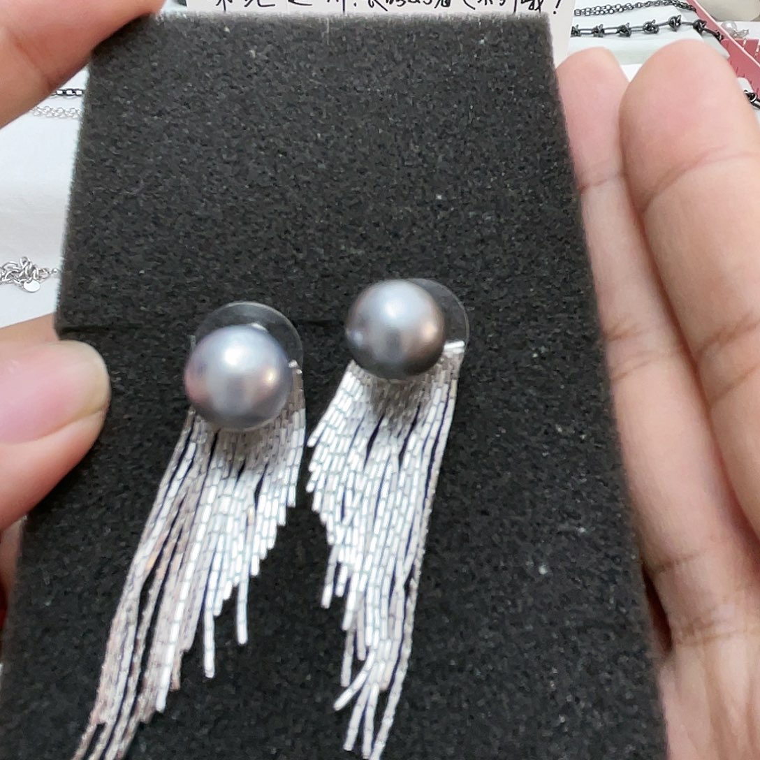 海水珍珠耳饰银S925镶嵌