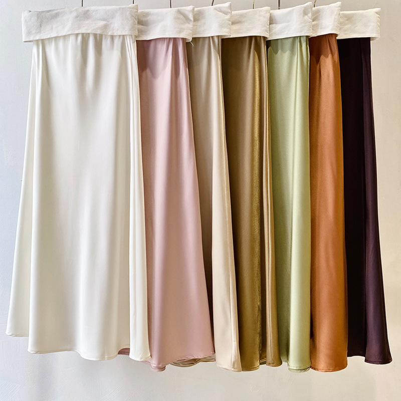 【香香家】新中式国风缎面鱼尾半身裙气质丝滑松紧腰