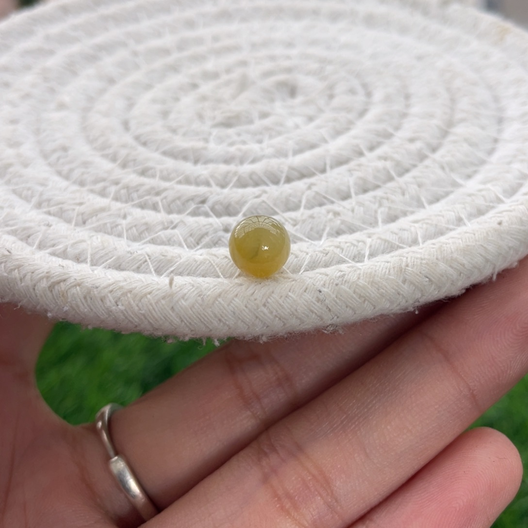未镶嵌定制翡翠慢*抖冰黄圆珠卡7.6定制打孔不退不换