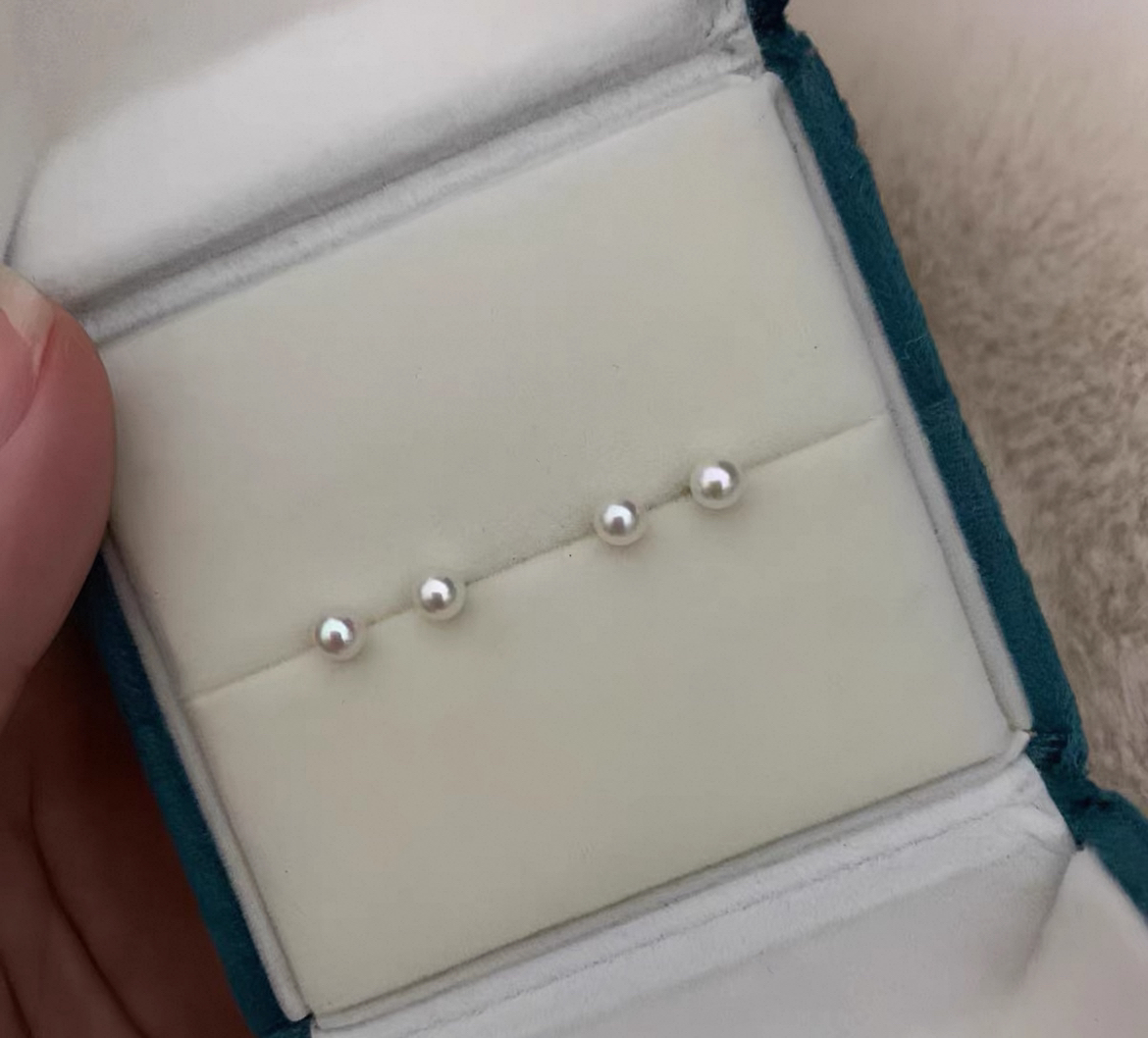 天然珍珠天女光百搭空姐款耳钉 6-7多样性发一