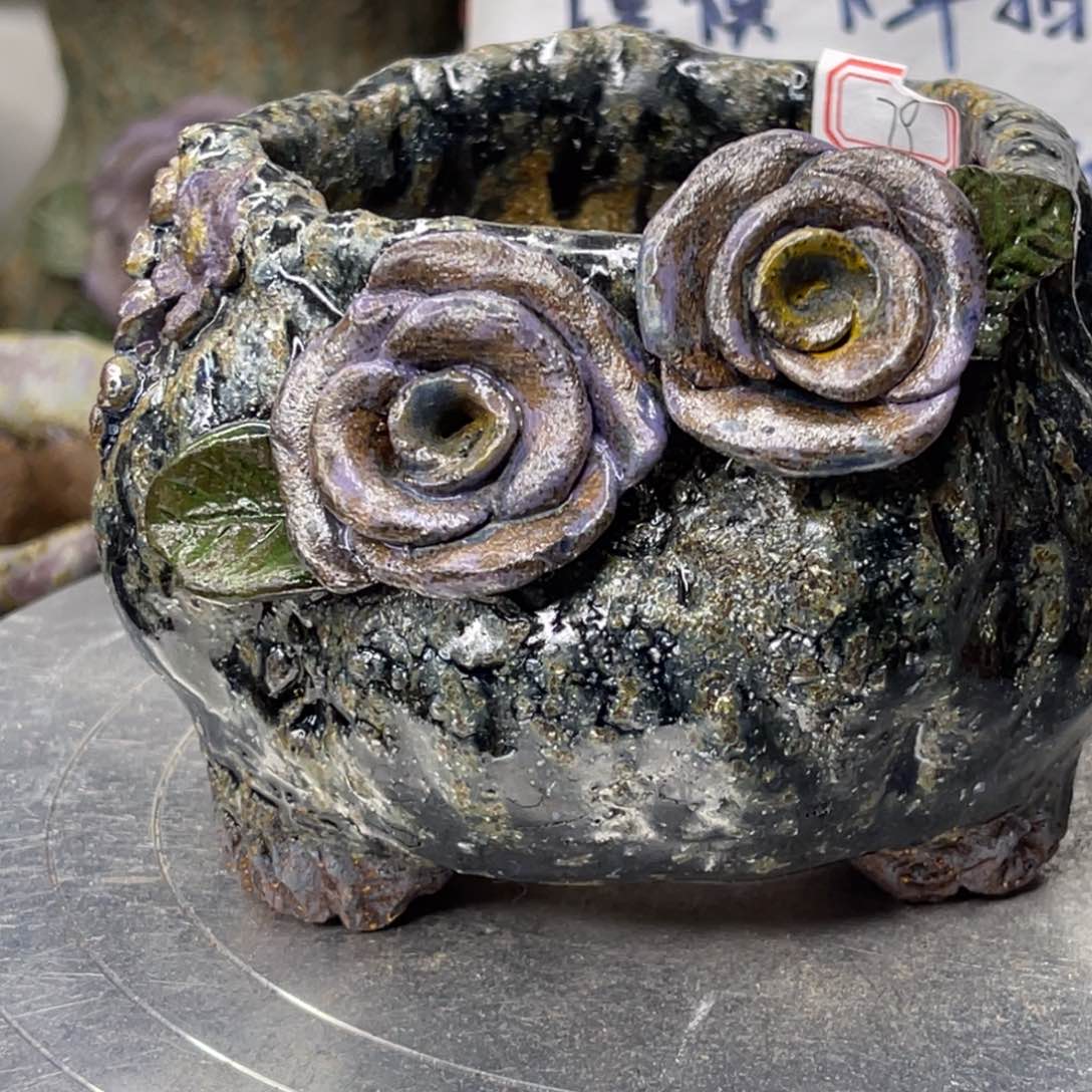 红陶粗砂陶瓷花盆