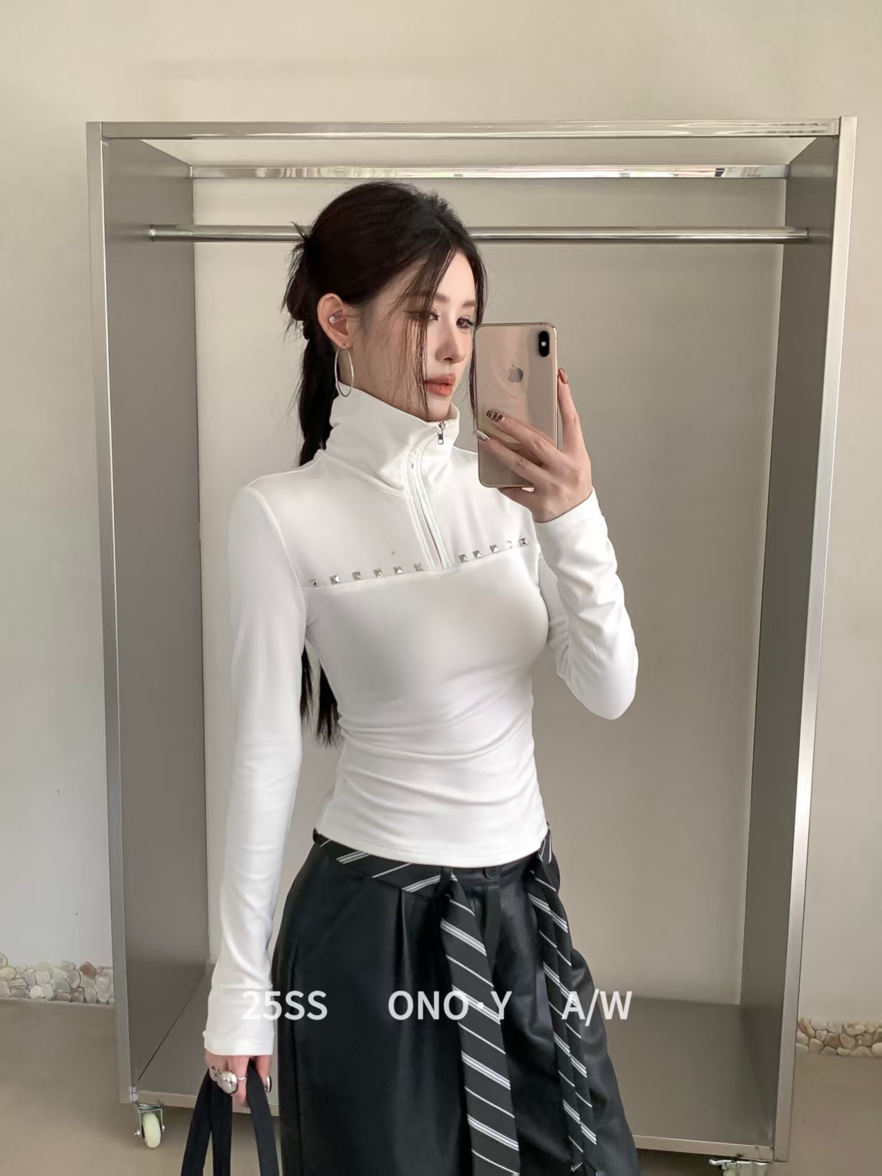 【枫香儿】2025新款重工拉链辣妹百搭显瘦上衣