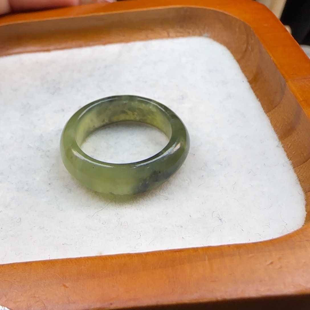 蛇纹石玉内径19.2合金月*