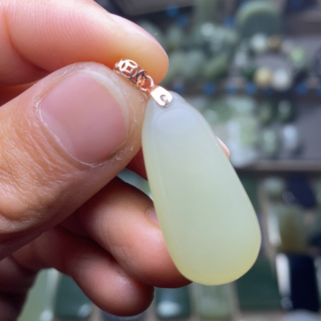 和田玉颈饰银S925镶嵌