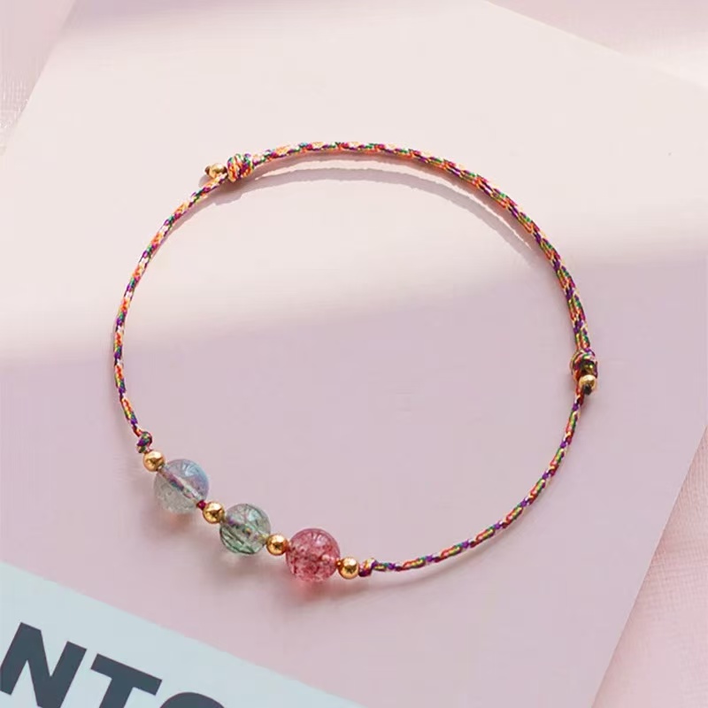 非金属仿水晶手链 手工编织绳仿水晶手链