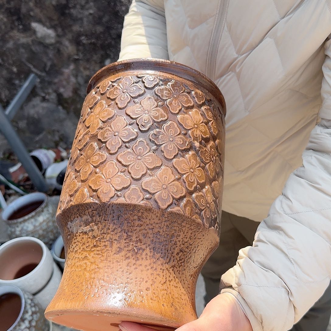 紫砂花盆口20高30（一个菠萝柴烧