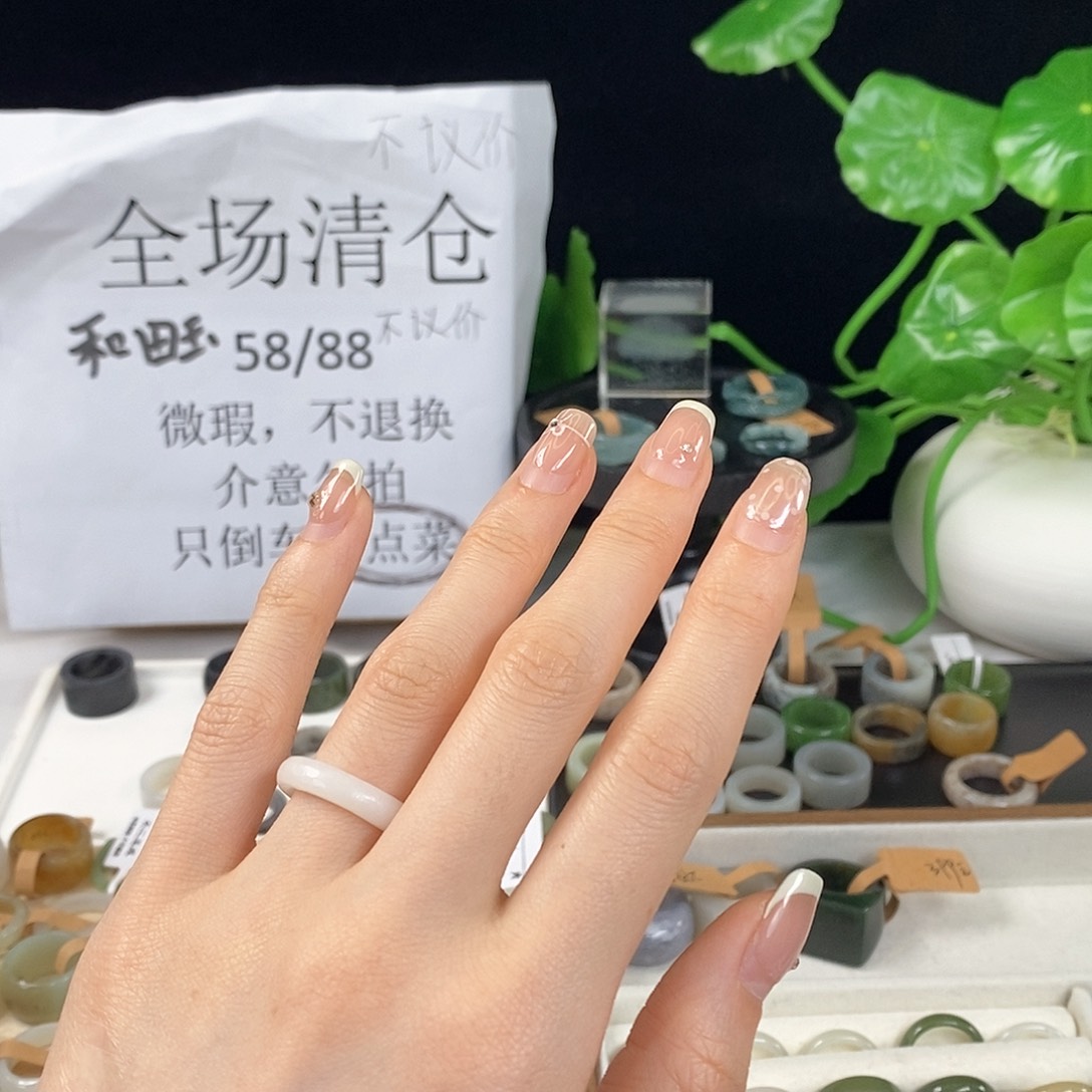 和田玉戒指未镶嵌z97俄白圆条16.1不退换