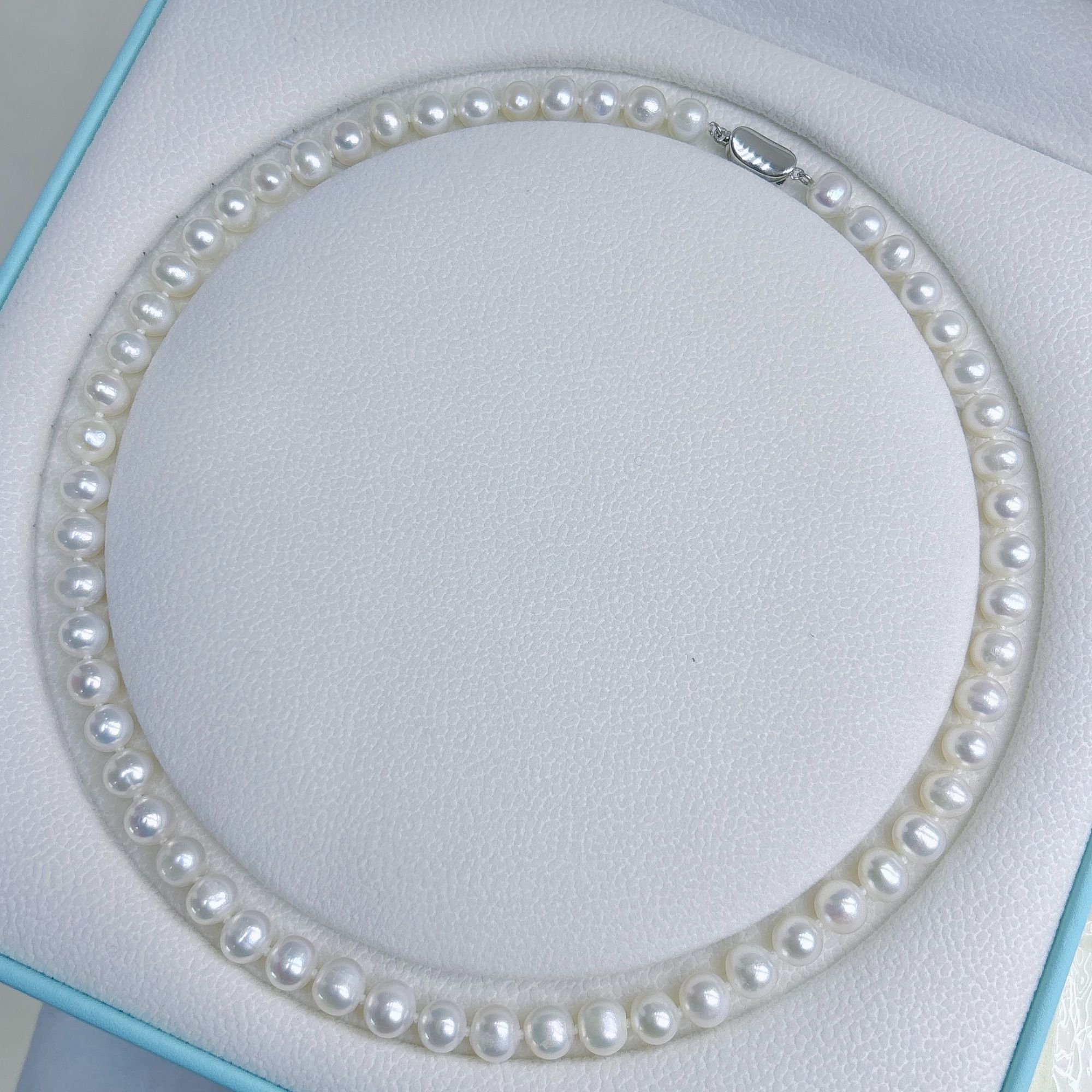 7-8mm正圆淡水珍珠项链S925银扣