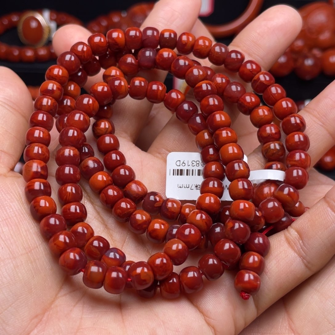 南红玛瑙珠宝奇石未镶嵌多圈7mm
