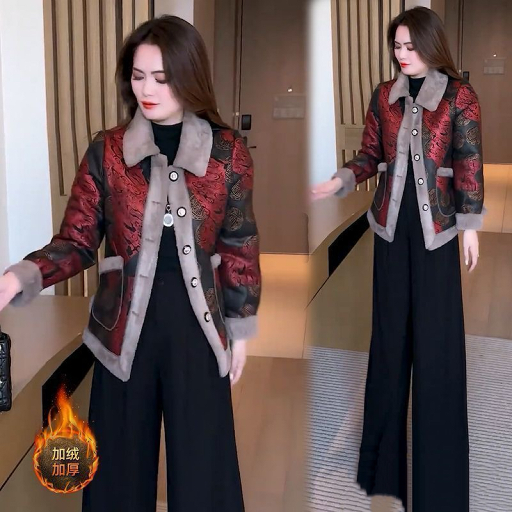 12125-时尚加绒加厚冬季时尚潮流百搭外穿外套显瘦新款短款保暖