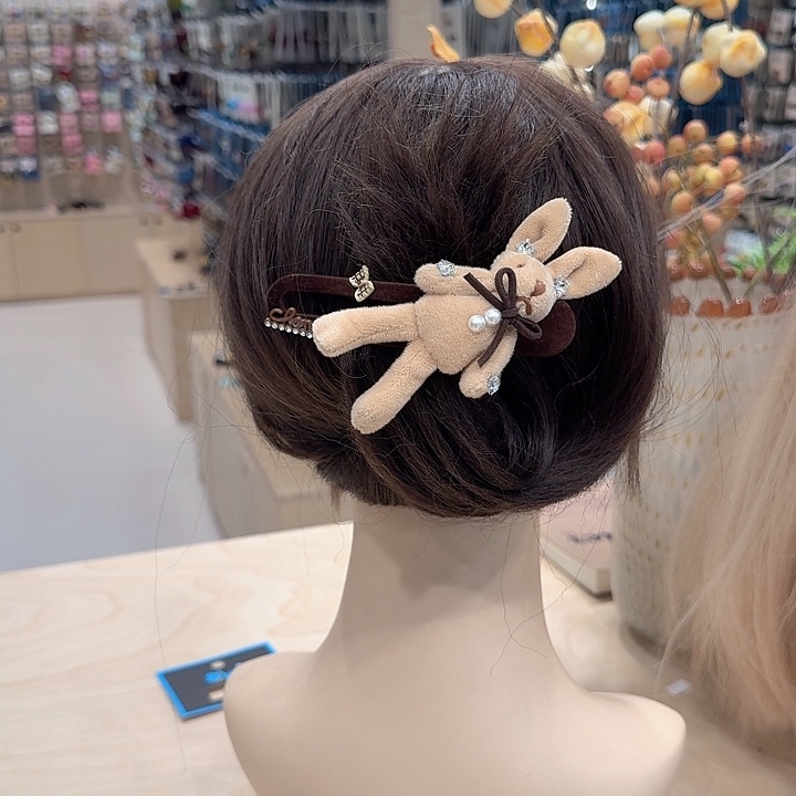 新款兔子棕色懒人夹