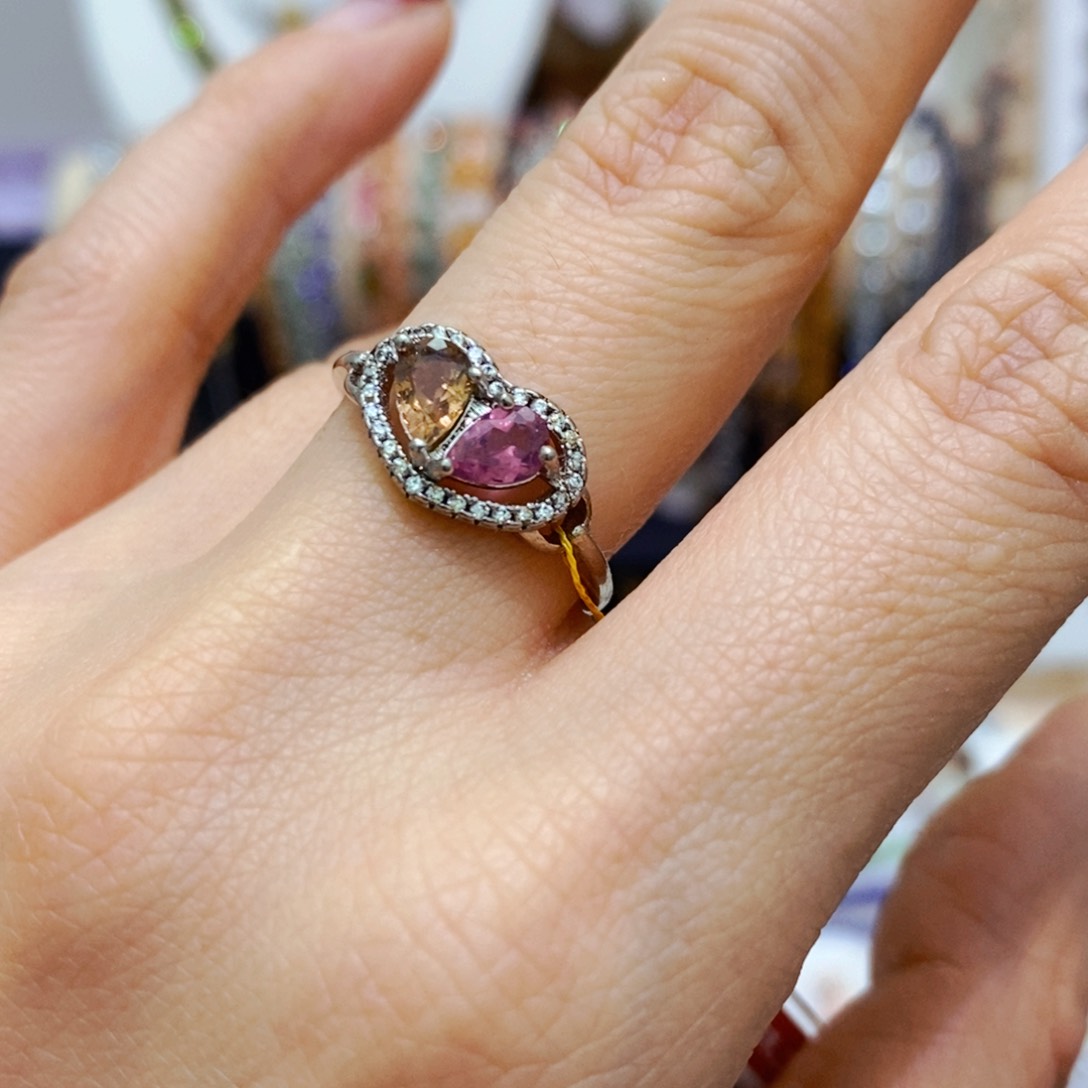 碧玺戒指银S925镶嵌戒指