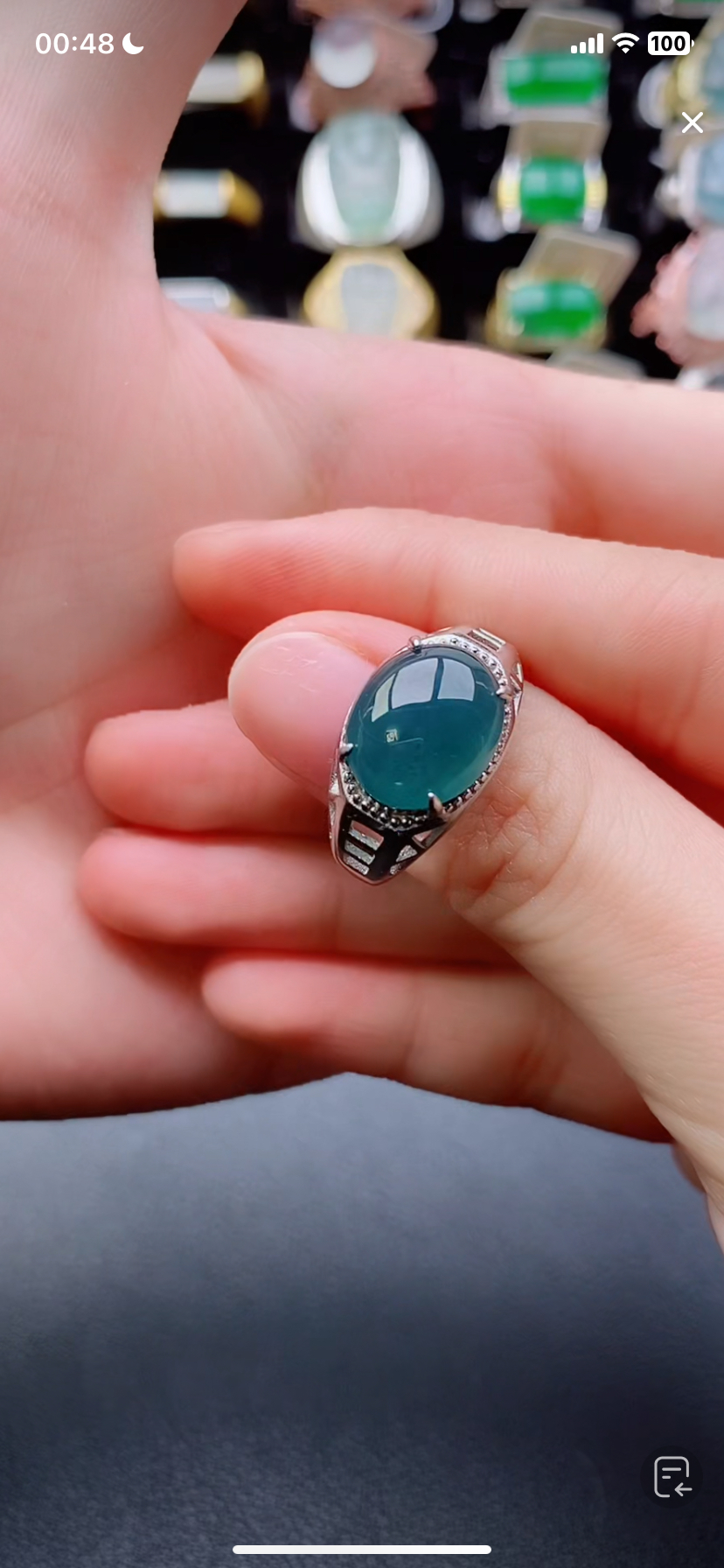 天然翡翠戒指s925银男戒