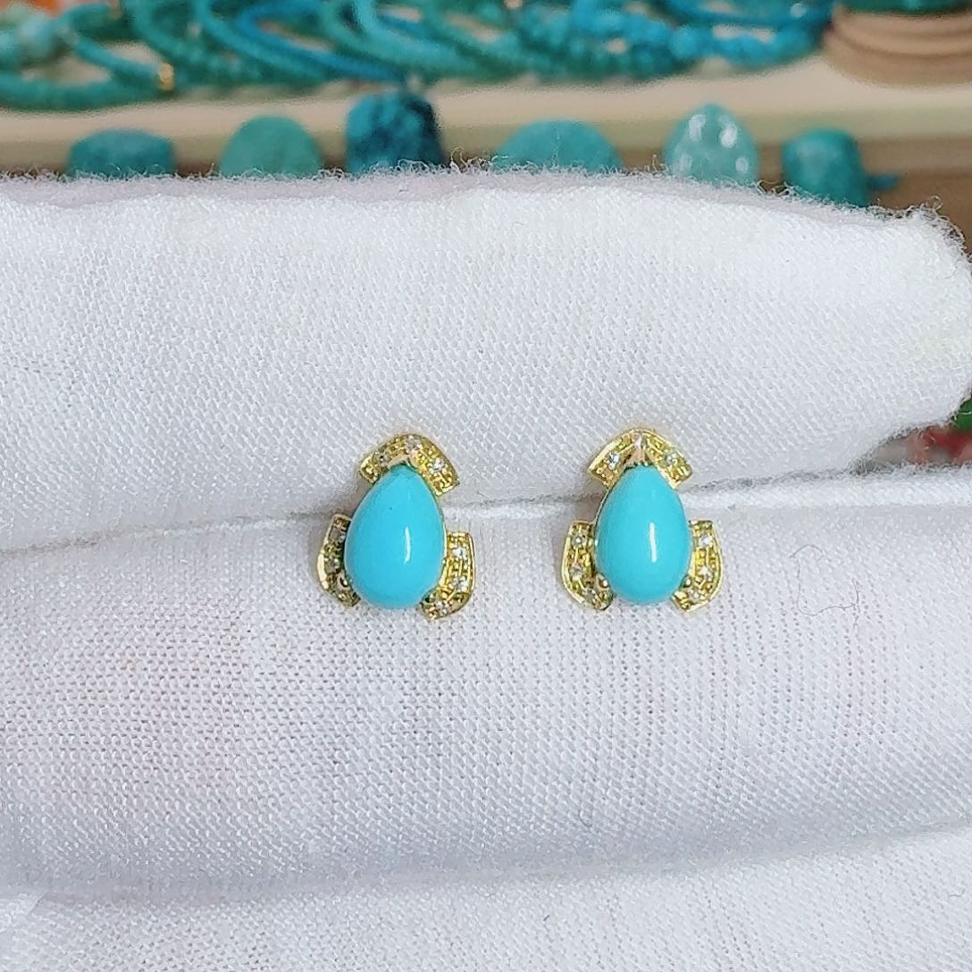 绿松石18K金镶嵌珠宝奇石