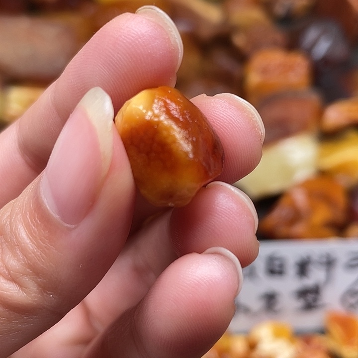 审***长定制琥珀原石打三通空道