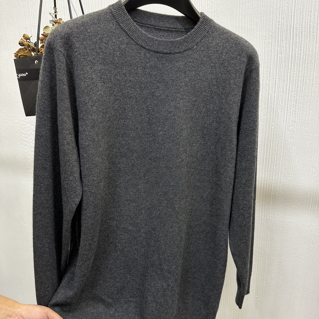 加肥加大纯山羊绒男装圆领羊绒衫冬季新品保暖打底针织衫时尚气质