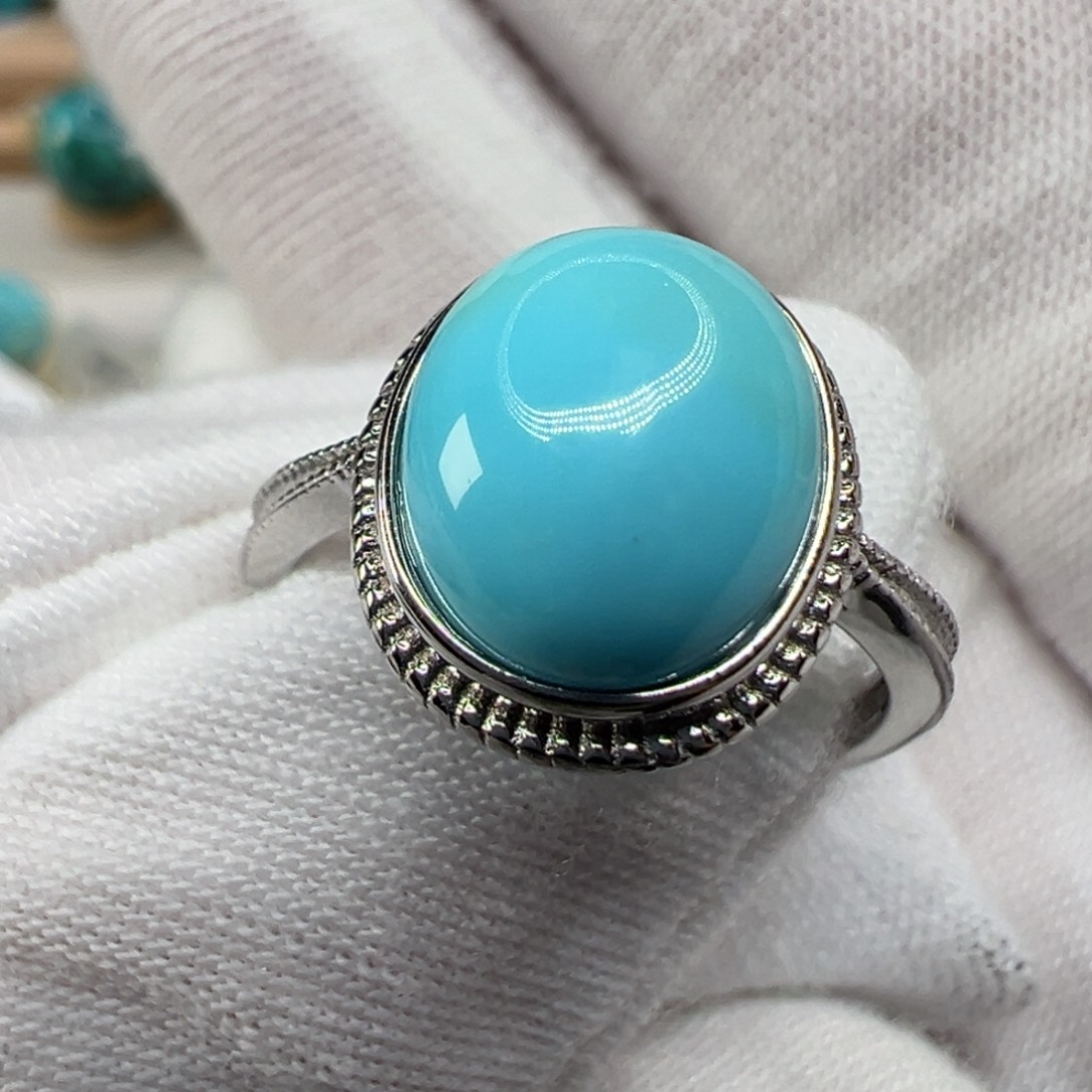 绿松石银S925镶嵌配饰直径