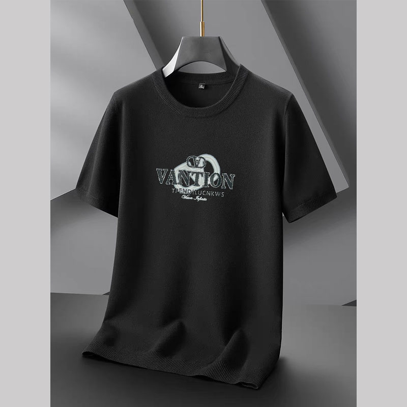 2024秋季新款黑色男士毛衣短袖欧货百搭休闲潮流时尚韩版圆领8838