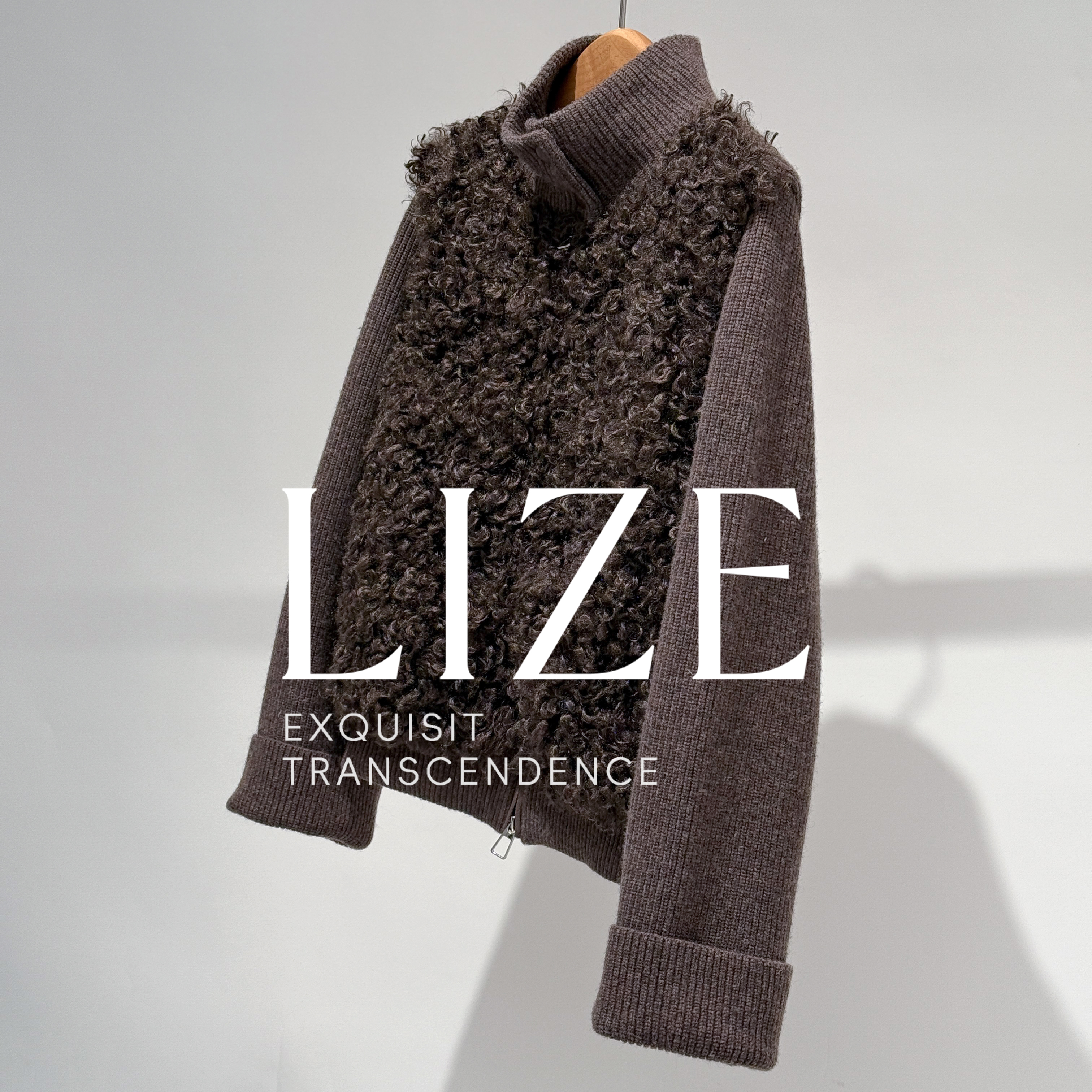 LIZE「匈牙利95鹅绒L0633」100绵羊毛针织拼接.鹅绒服