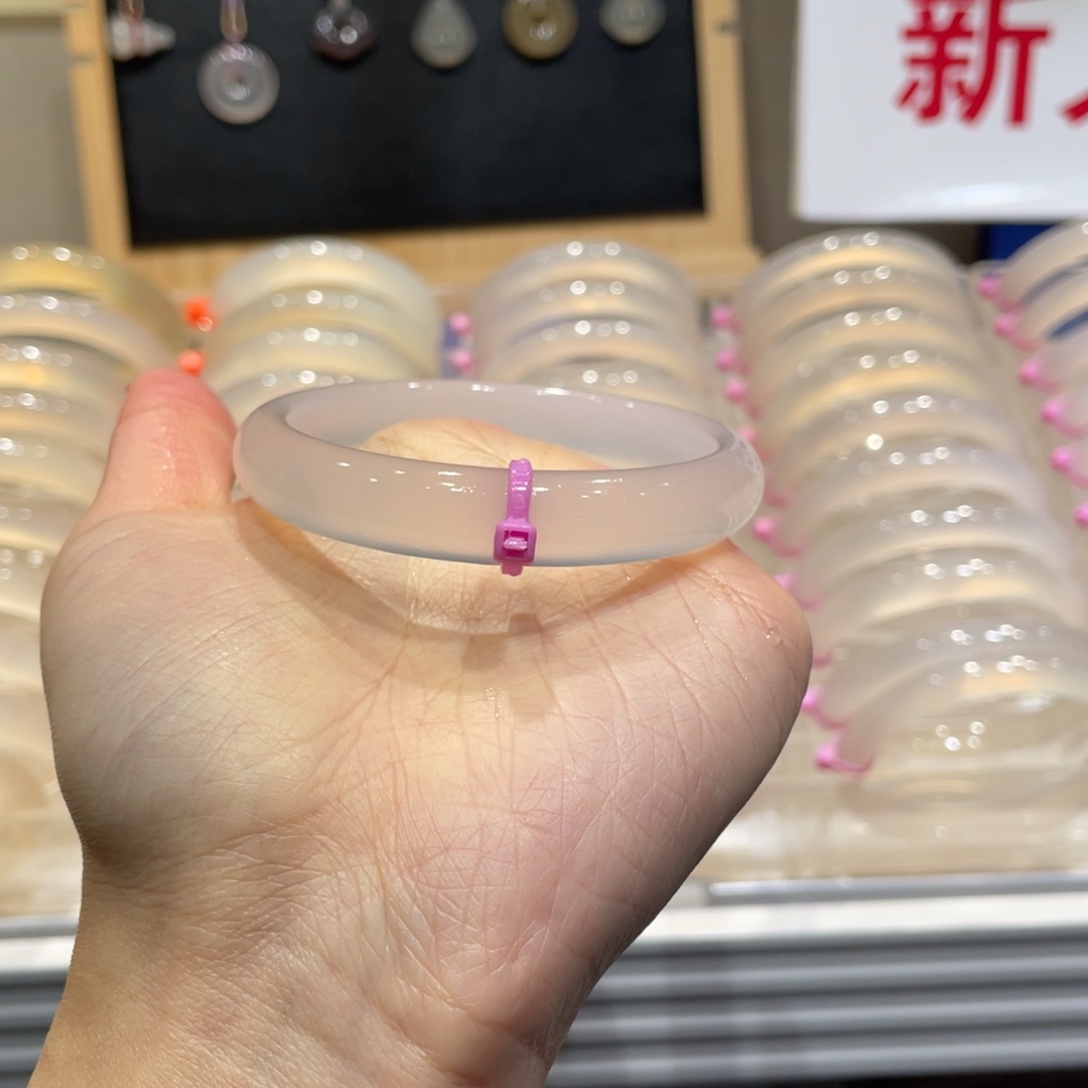 ╭***沙玛瑙/玉髓未镶嵌手镯@定向荔枝冻@【56】