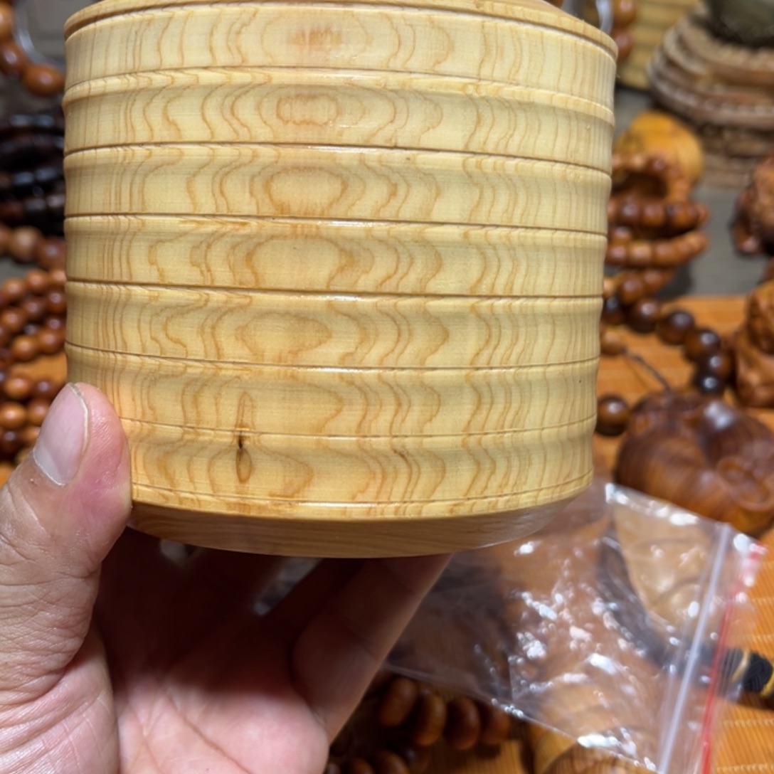 柏木（崖柏）崖柏，满水波，茶叶罐，