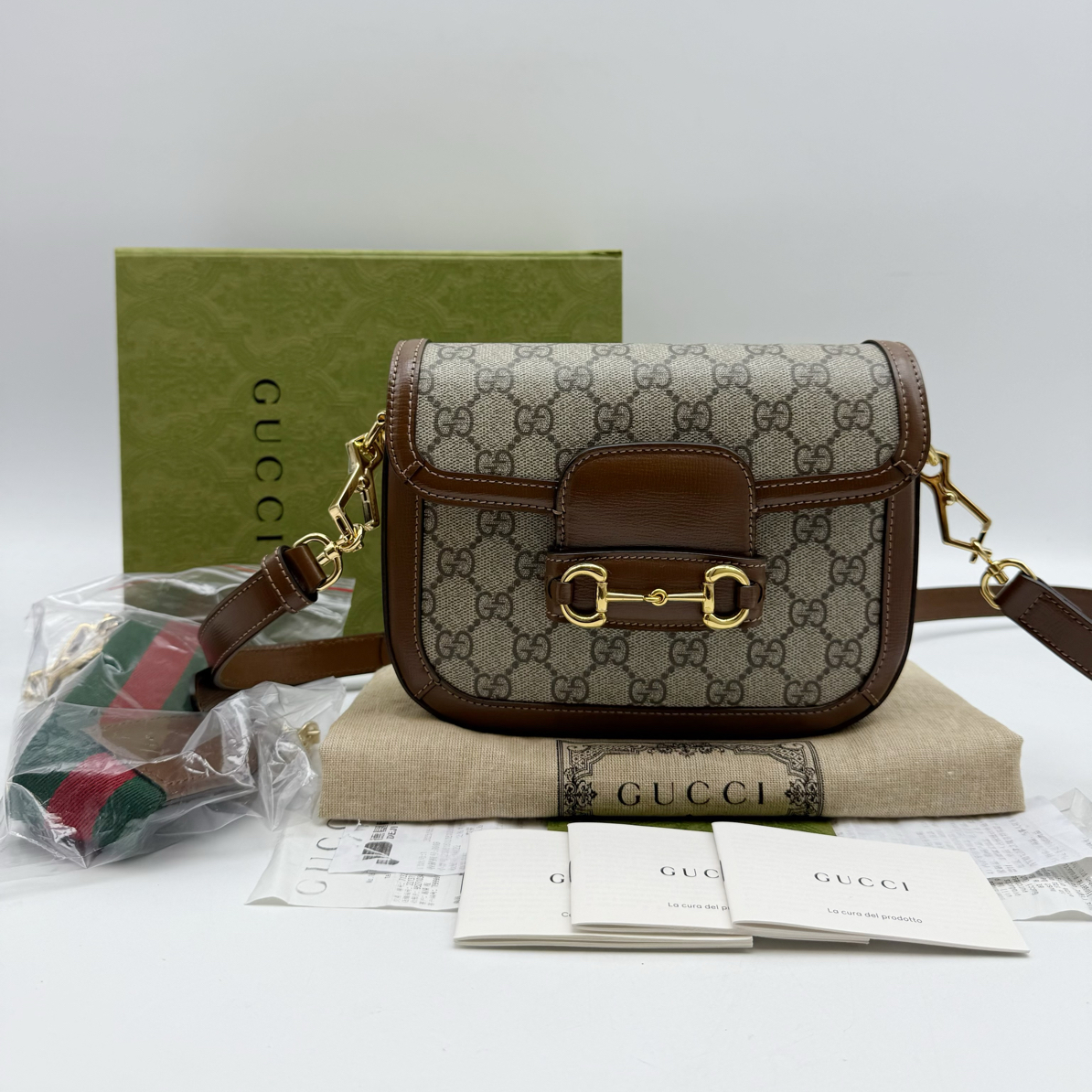 99新 GUCCI/古驰 新款小号双肩带 马衔扣1955马鞍包斜挎包42049