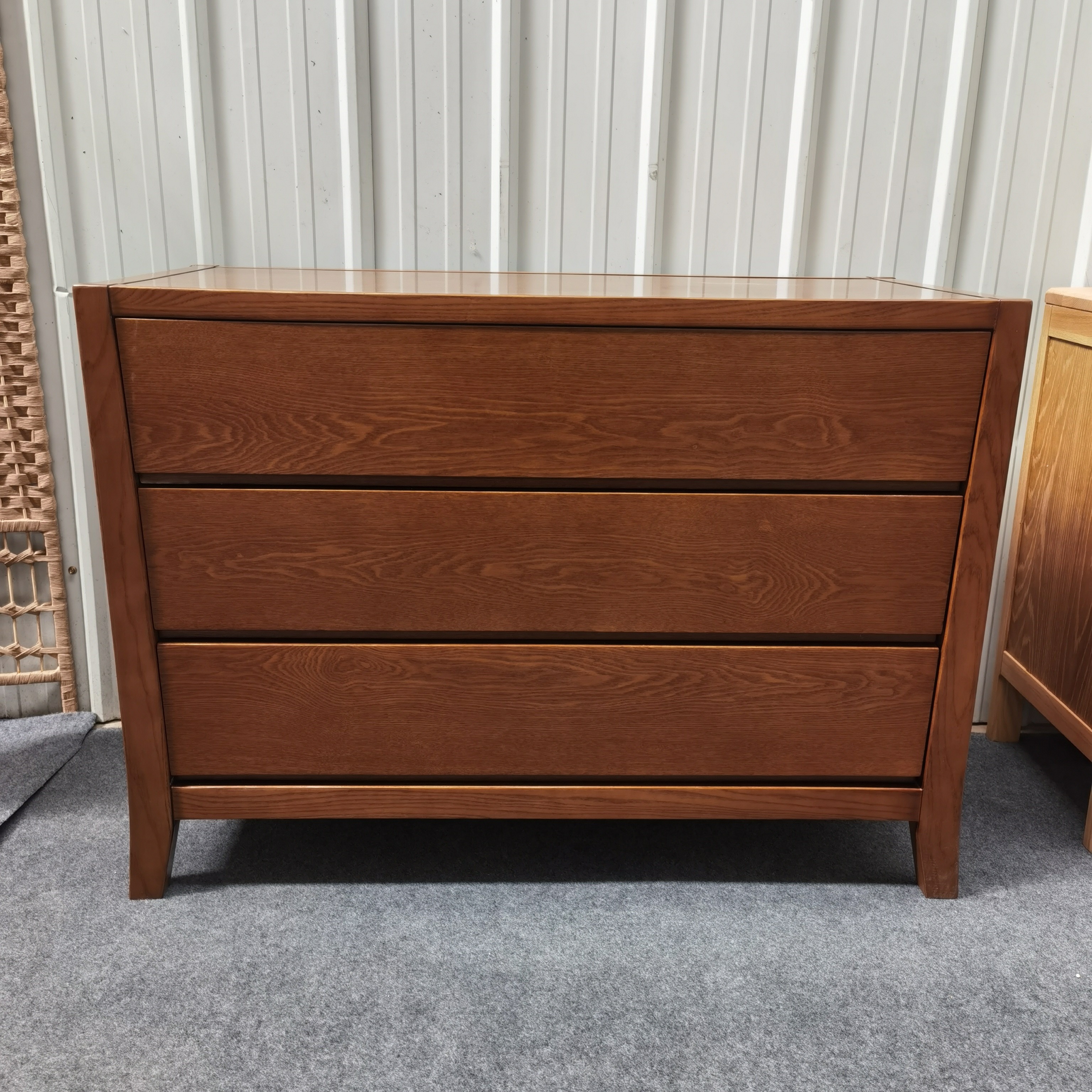 白蜡木板木结合大斗柜三斗柜实木收纳柜床尾柜轻奢客厅简约储物柜