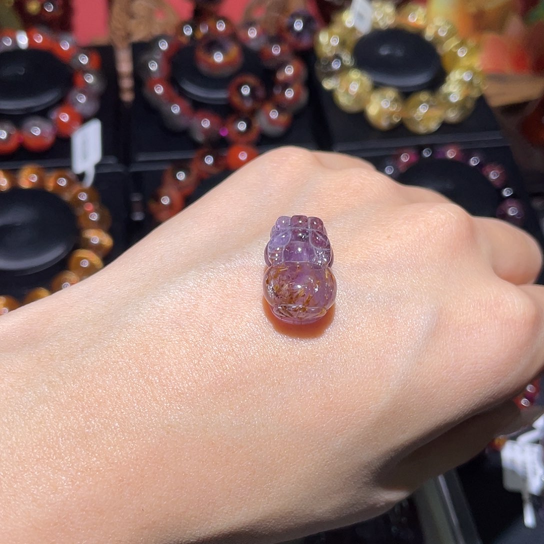 水晶紫钛貔貅未镶嵌紫钛貔貅