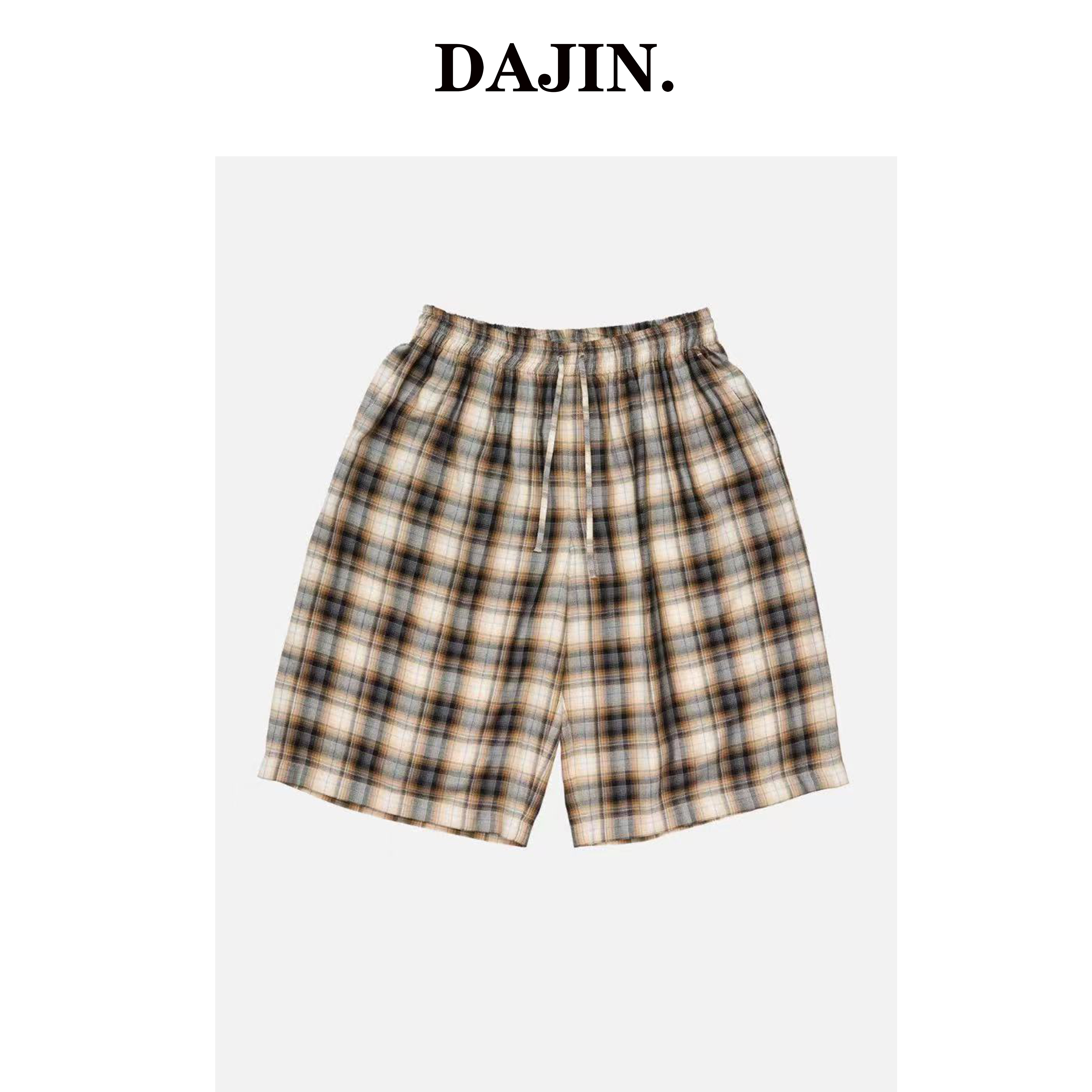 【大金 STUDIO】AC 法兰格纹撞色中裤夏季宽松休闲短裤男女格子