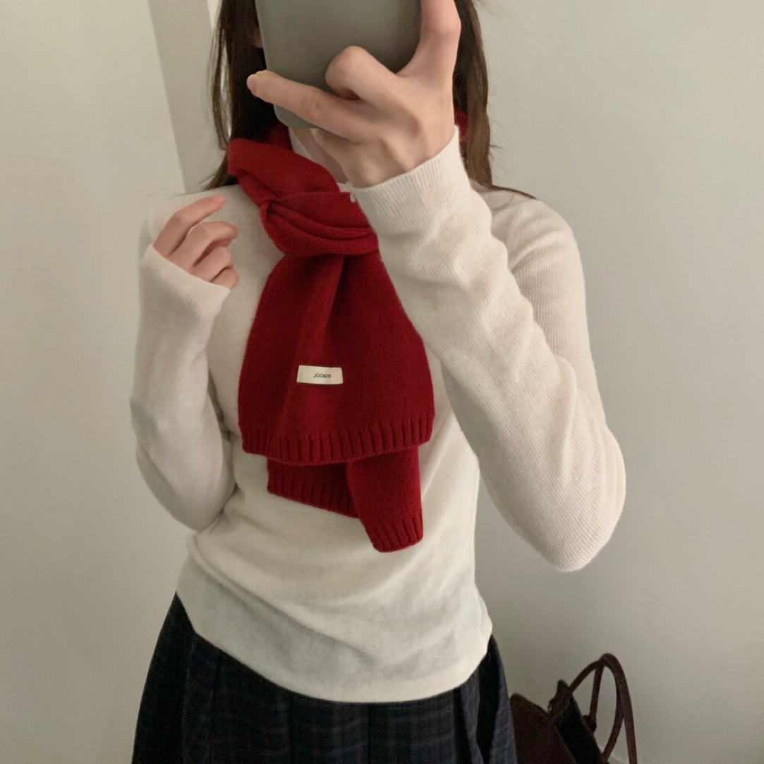 100%羊毛纯色围巾冬季百搭ins保暖