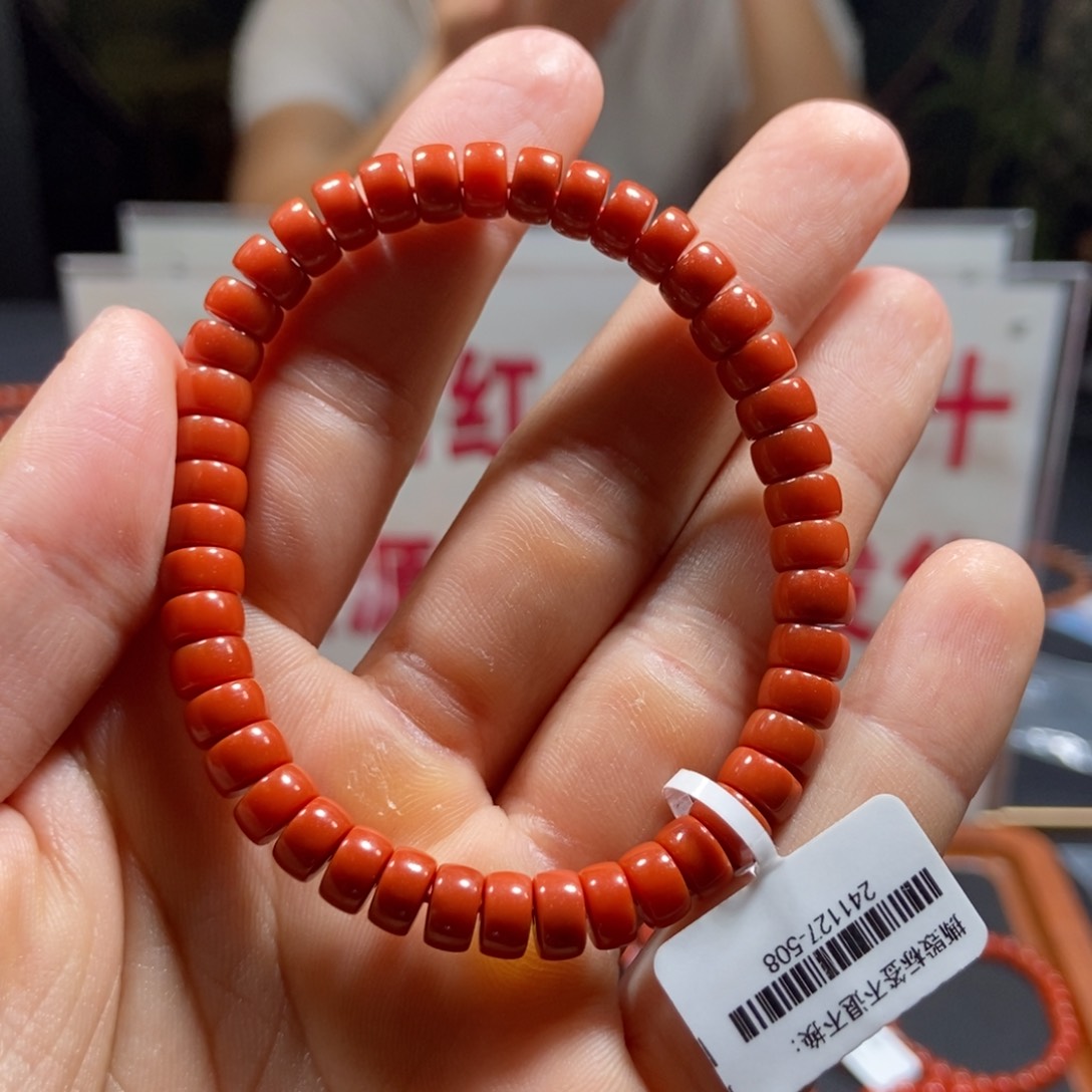 南红玛瑙6mm+直切瓦西手串未镶嵌