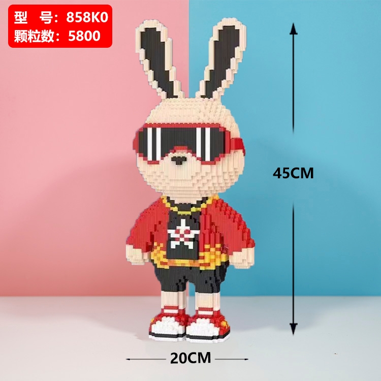 糖果兔社会发财兔子积木玩具优质积木节日礼物全套拼装居家摆件