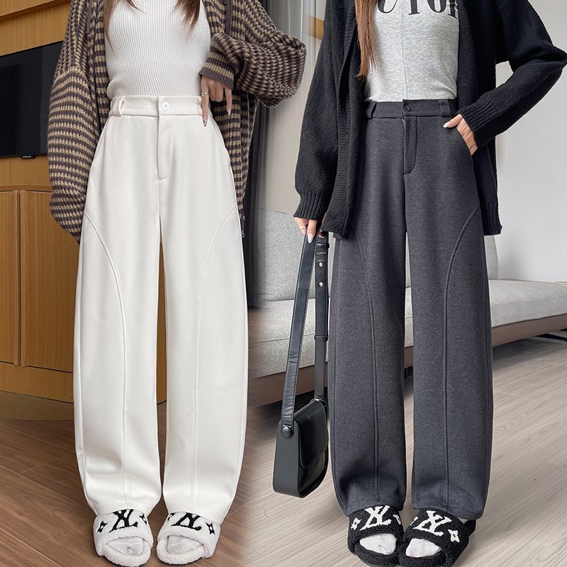 【羊毛蚕丝+运费险】秋冬新款阔腿弯刀裤厚款慵懒风休闲裤女裤子ZY2