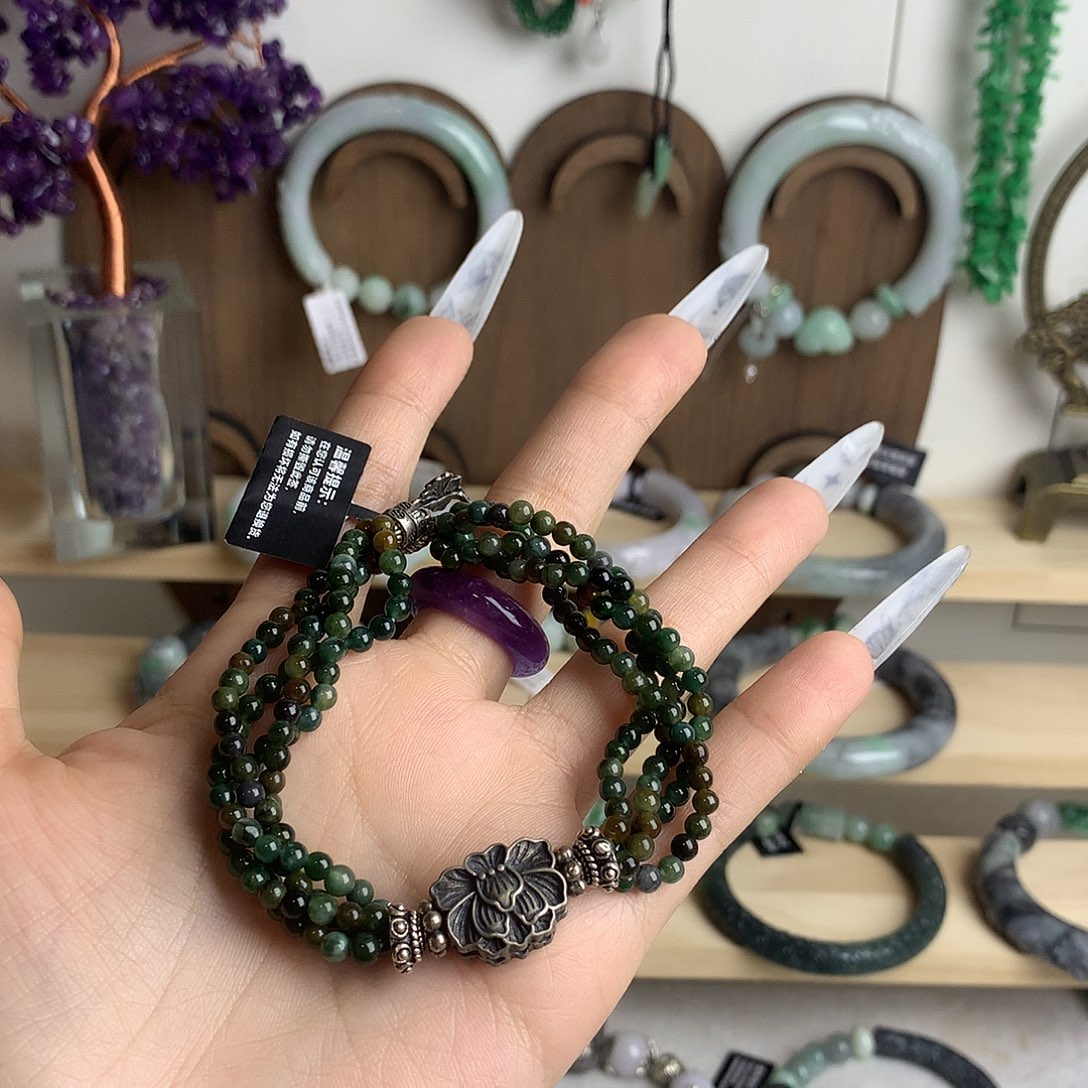 翡翠未镶嵌手镯满绿手串手串满绿