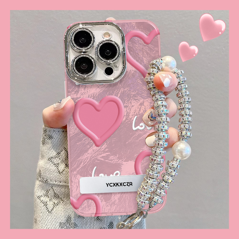 适用于苹果16网红粉蓝爱心手机壳oppo华为vivo流行创意个性小众女