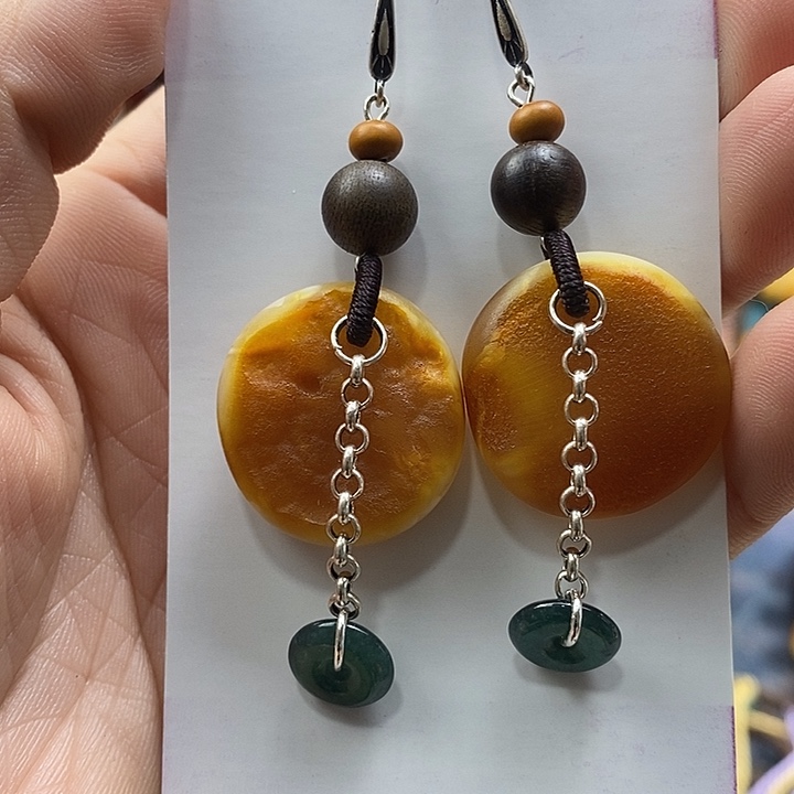 蜜蜡未镶嵌耳饰耳饰