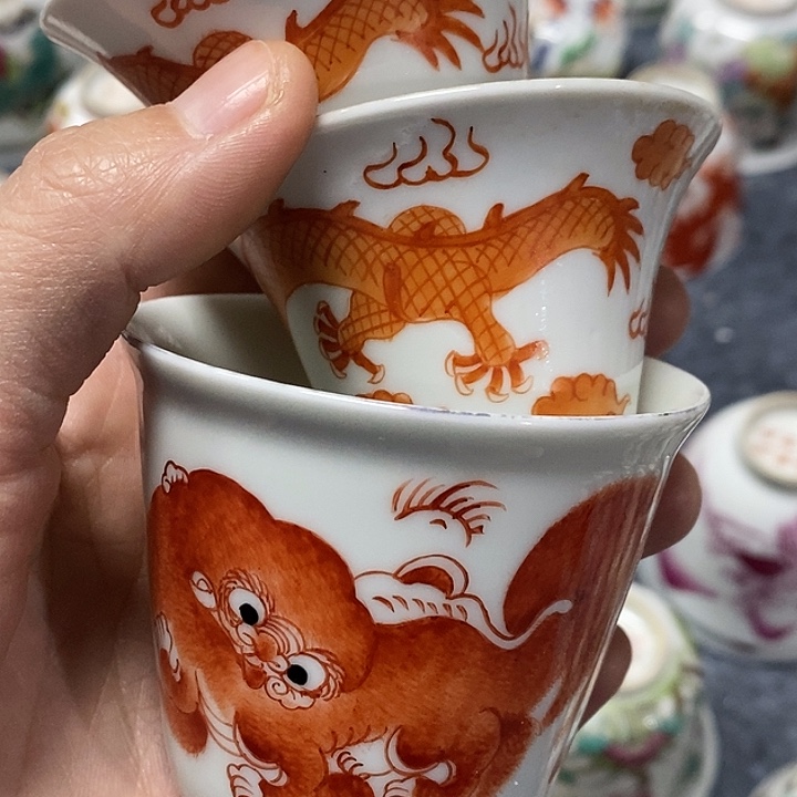 ****念粉彩杯子，粉彩杯子