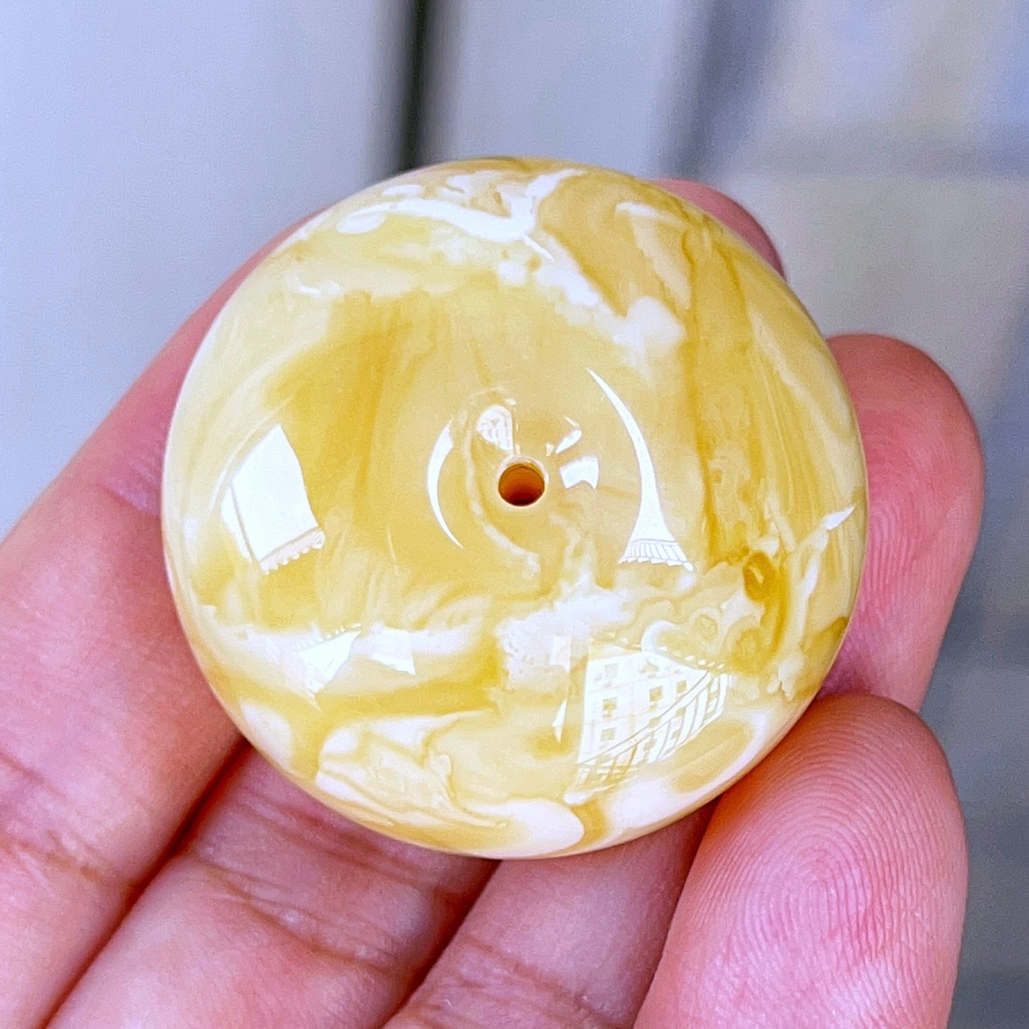 俄料白蜡妖花平安扣吊坠