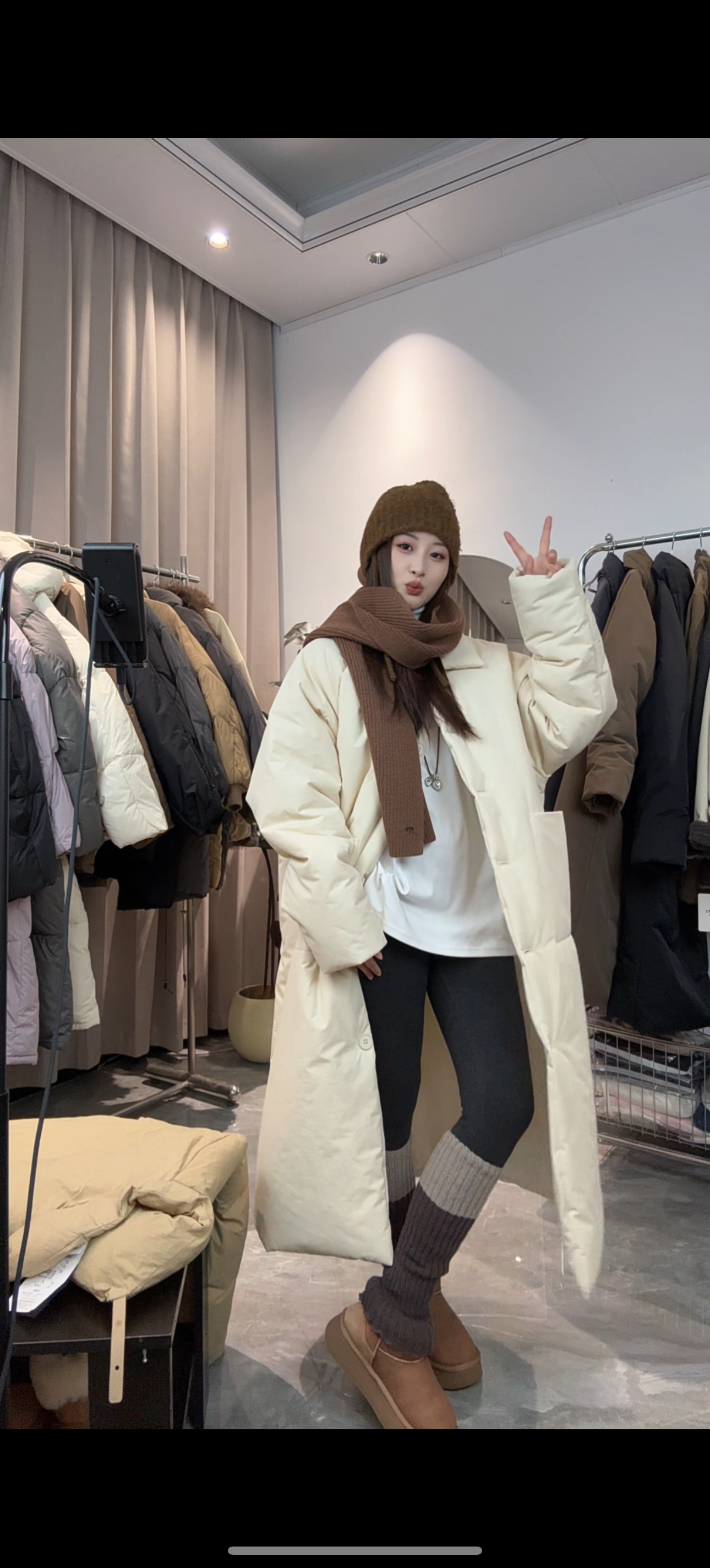 2025年女士冬季时尚单排扣百搭长款保暖加厚休闲POLO领