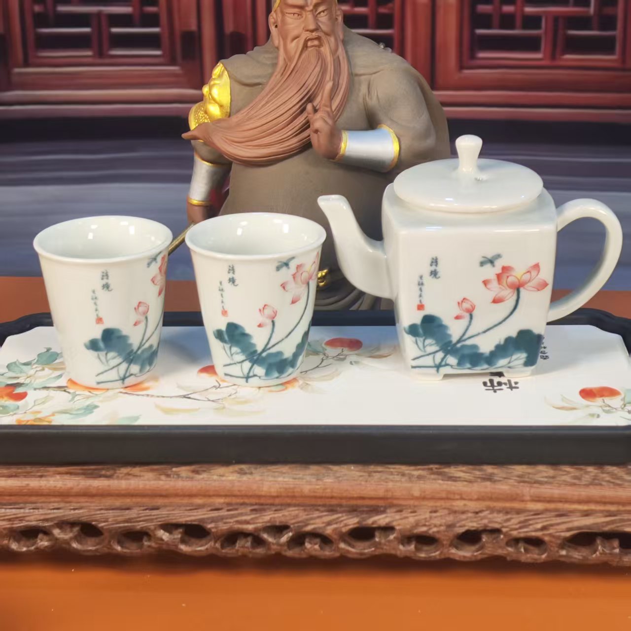 草木灰隐居四方壶一壶两杯带茶盘D-2-9+D1-10+E-1-3