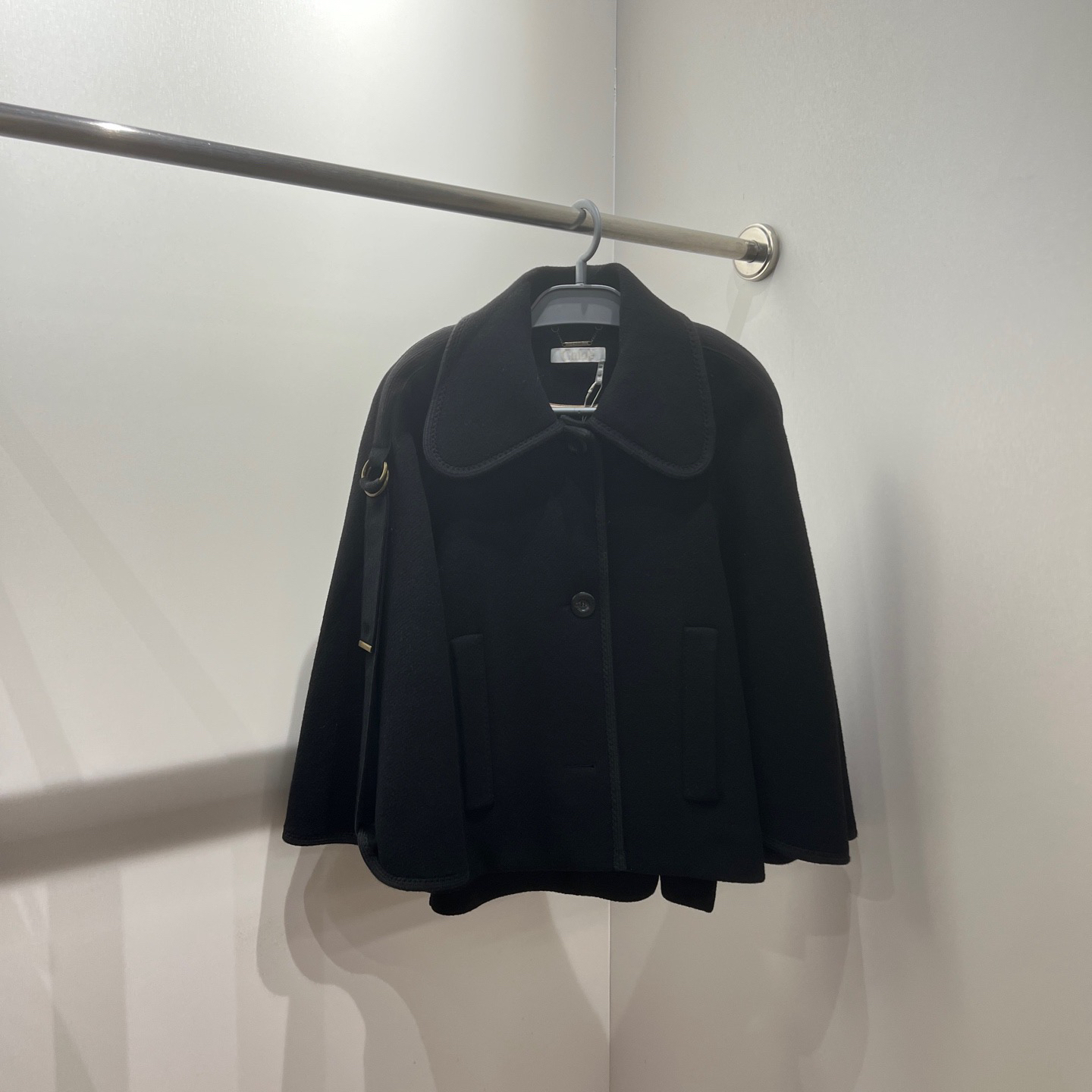 99新 Chloe/蔻依 vem385 纯色翻领斗篷包外套 38码 羊毛